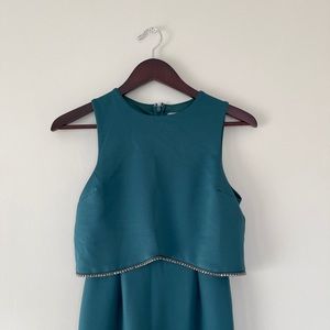 Teal evening sleeveless dress w/ embellished dress